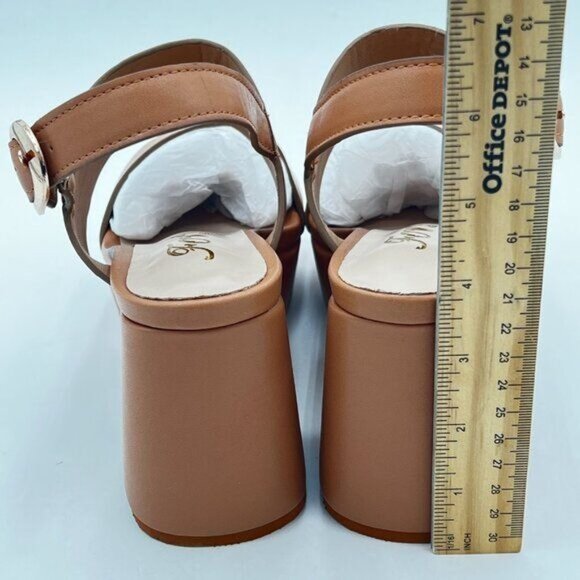 FOWT Women Open Toe Platfrom Sandals Chunky Mid Heel Slingbacks Buckle Wide Band - Picture 4 of 5